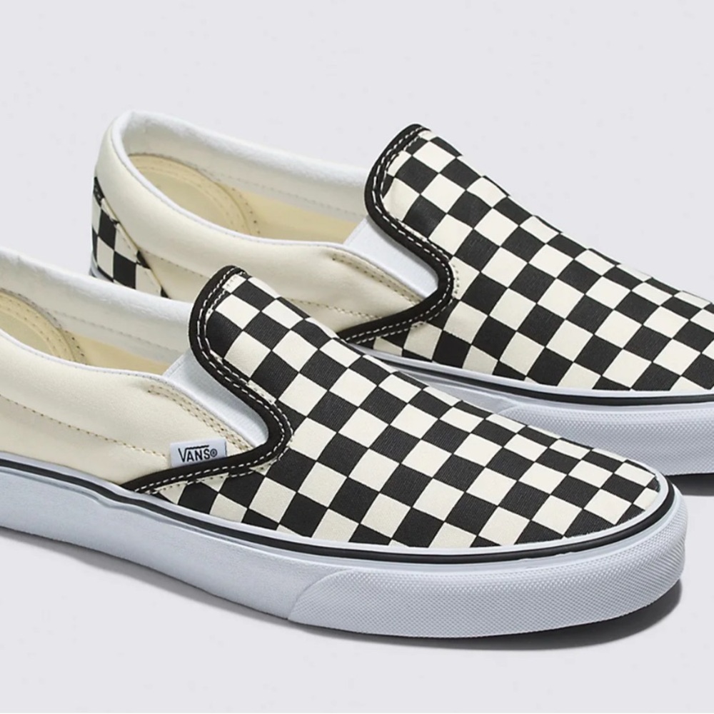 Womens checkered vans slip ons
